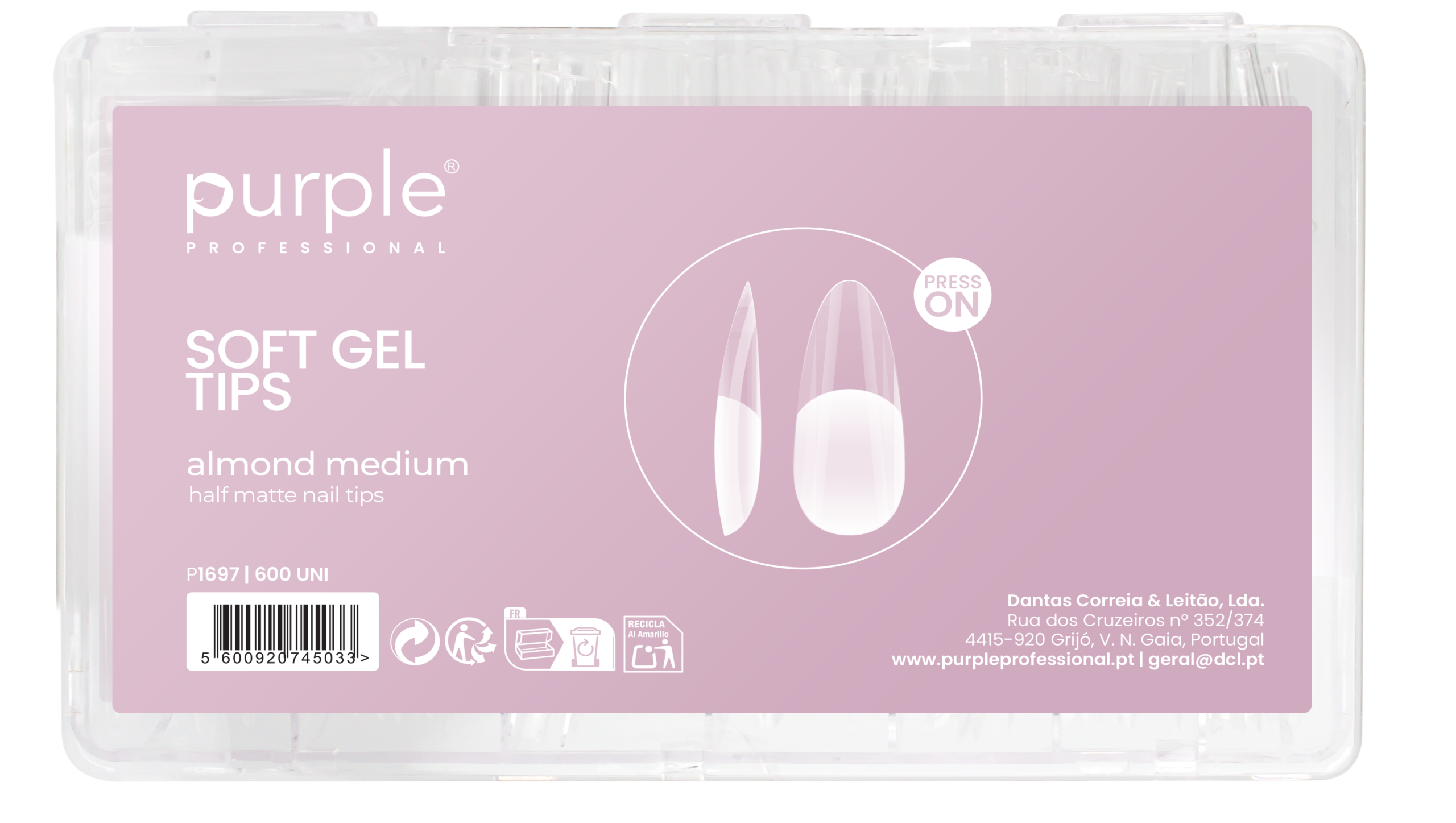 Soft Gel Tips Almond Medium Half Matte